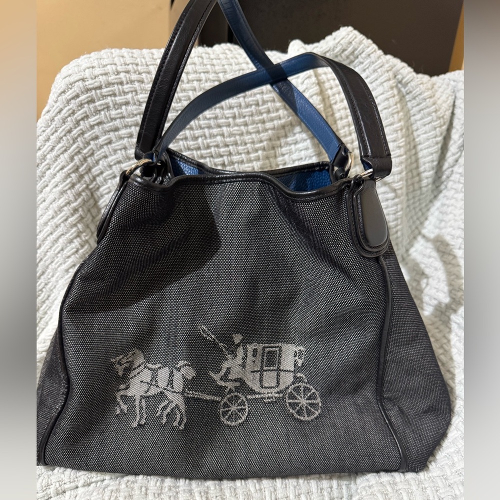 Coach beautiful black with blue accent purse